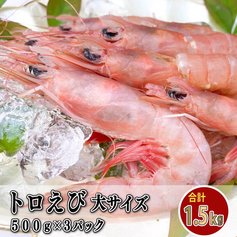 えび 冷凍 海老 トロえび 大 サイズ 1.5kg 500g 3パック 大容量 お刺身 駿河湾 エビ餃子 エビチリ エビ餃子