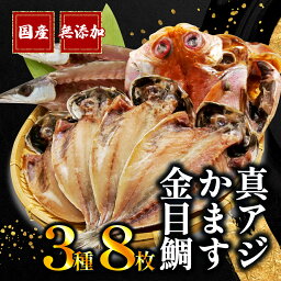 【ふるさと納税】 干物 3種 8枚 詰め合わせ 真アジ 鯵 かます 金目鯛 国産 無添加 冷凍 高級 干物専門店 和助 Bセット