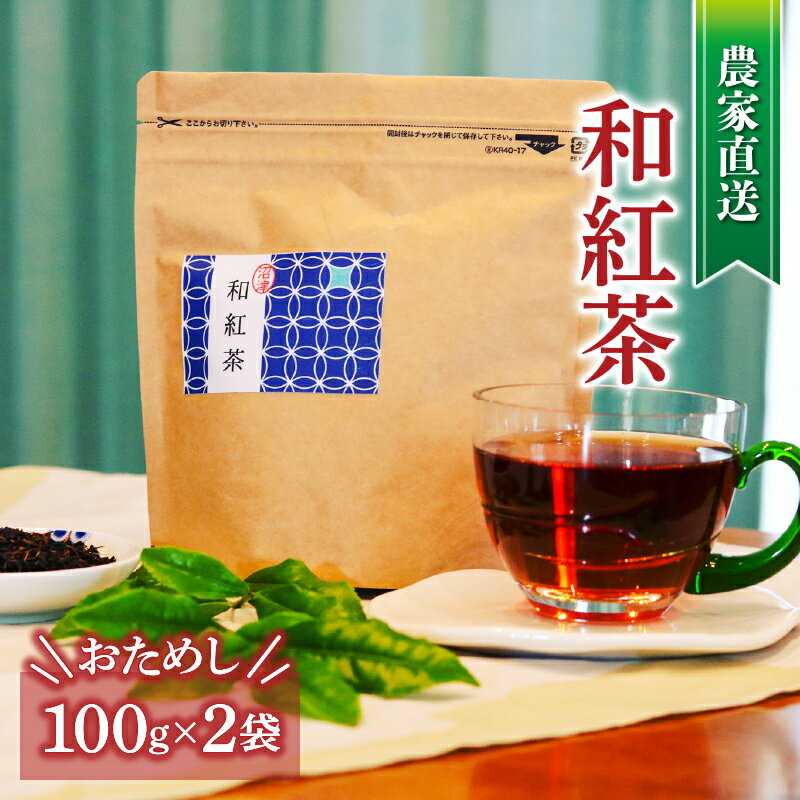【ふるさと納税】 和紅茶 茶葉 100g 2袋 合計200g 農家直送 お試し お茶 茶葉 静岡のサムネイル