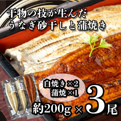 うなぎ 蒲焼き 白焼き 干物 砂干し 約200g 3尾 鰻 冷凍 うな重 うな丼 ひつまぶし 丑の日 静岡