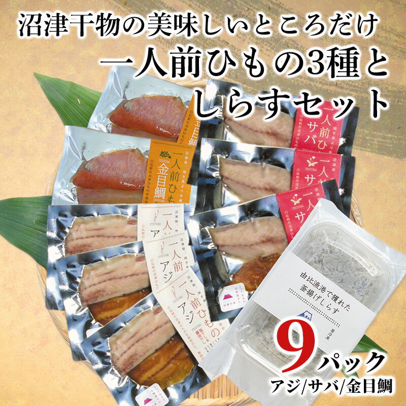 干物 アジ サバ 金目鯛 一人前ひもの 真空パック 2切 釜揚げシラス 100g 詰め合わせ 9パック セット 人気 贈答 ギフト