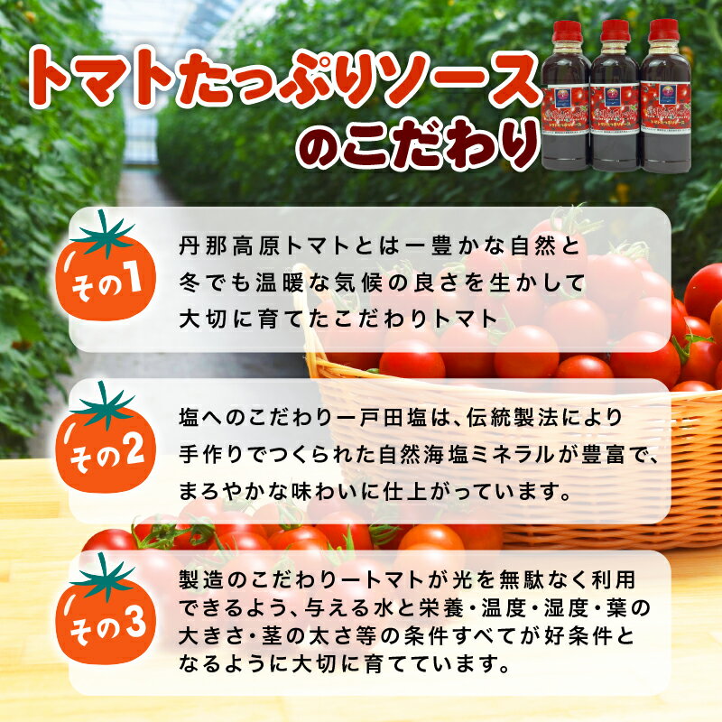 【ふるさと納税】 トマト たっぷり ソース 300ml×3本 トマト とまと とまとソース 丹那高原 トマトソース こだわり 揚げ物 調理 調味料 戸田塩 使用 甘口 中濃 まろやか 贈答用 ギフト 戸田塩 使用 静岡県 沼津市