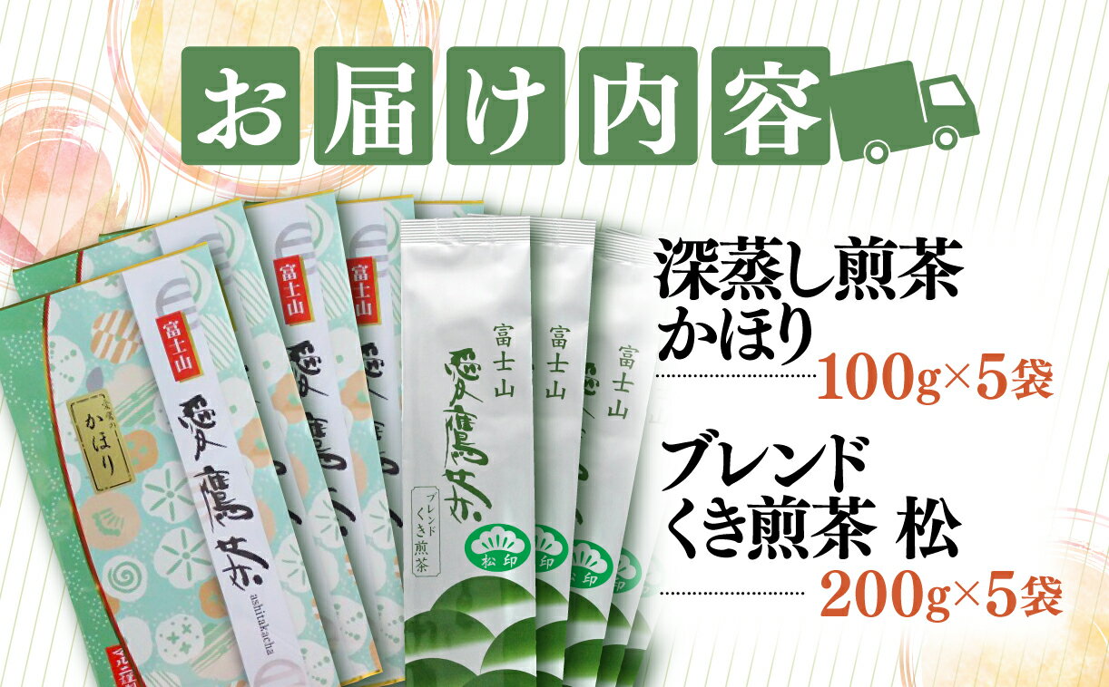 【ふるさと納税】 お茶 茶葉 緑茶 深蒸し 煎茶 かほり 500g くき煎茶 松 1000g セット 静岡