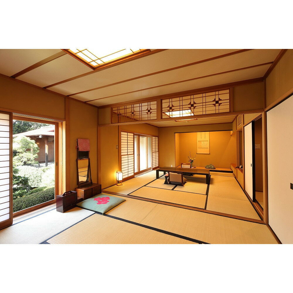 【ふるさと納税】【あたみ石亭 別邸 桜岡茶寮】平休日1泊2食付ペア宿泊券《和室10畳+8畳》