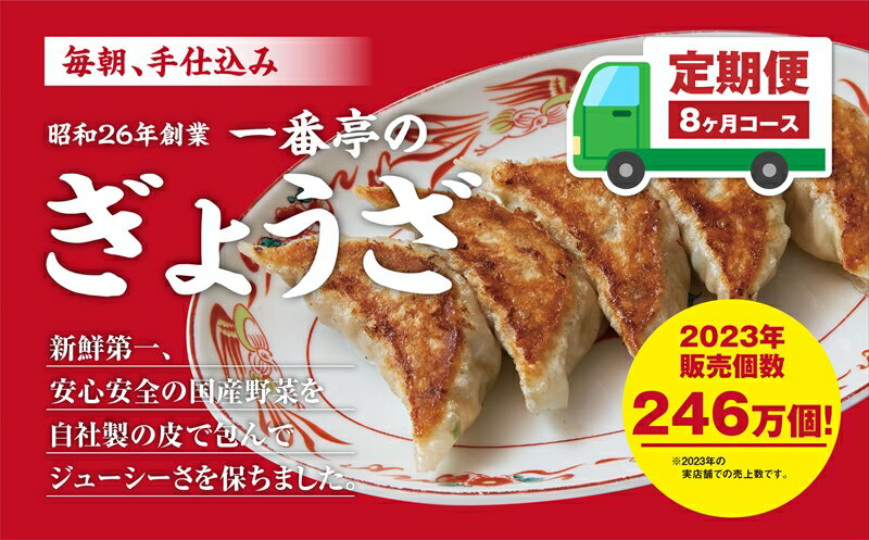 【8ヶ月定期便】一番亭の冷凍餃子63個セット×8回【 ぎょうざ　一番亭　冷凍　餃子　63個　セット　毎月63ヶを8ヶ月にわたりお送りいたします　一番亭の餃子は毎朝、手仕込み 静岡県 三島市 】