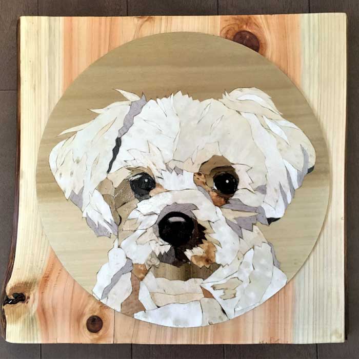【ふるさと納税】伊豆・伊東 森のぞうがん美術館 木象嵌で作る「愛犬肖像画」 1枚