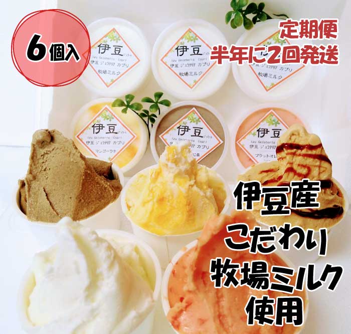 5位! 口コミ数「2件」評価「5」G2*【定期便 全2回】伊豆産 低温殺菌ミルクのこだわりジェラート6個セット カプリおまかせセット6個(4種類) 半年に2回発送