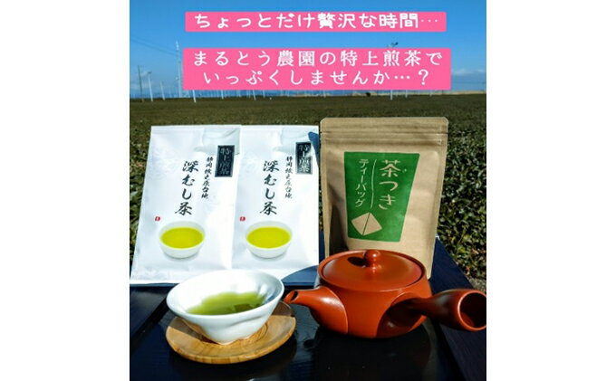 【ふるさと納税】ちょっと贅沢♪ 特上深蒸し煎茶リーフと上煎茶ティーバッグ　【お茶・飲み比べ・セット・地産100％・深蒸し・一番茶・カテキン・血圧・血糖値・コレステロール値・がん予防】