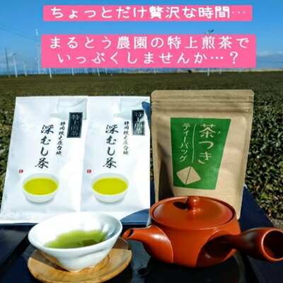 【ふるさと納税】ちょっと贅沢♪ 特上深蒸し煎茶リーフと上煎茶ティーバッグ　【お茶・飲み比べ・セット・地産100％・深蒸し・一番茶・カテキン・血圧・血糖値・コレステロール値・がん予防】