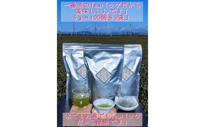 【ふるさと納税】生産者直送♪ 深蒸し一番茶ティーバッグ100個入×3袋　【お茶・飲み比べ・セット・地産100％・深蒸し・一番茶・カテキン・血圧・血糖値・コレステロール値・がん予防】