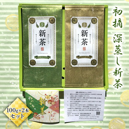 初摘　深蒸し新茶100g×2本セット【2024年5月上旬以降より順次発送】　【お茶・緑茶】　お届け：2024年5月上旬～8月中旬