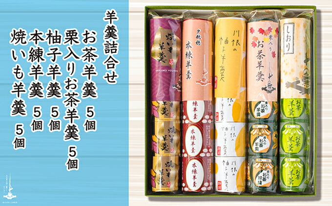 【ふるさと納税】羊羹5個袋入り×5種　箱入り　【和菓子・スイーツ・ようかん・羊羹】