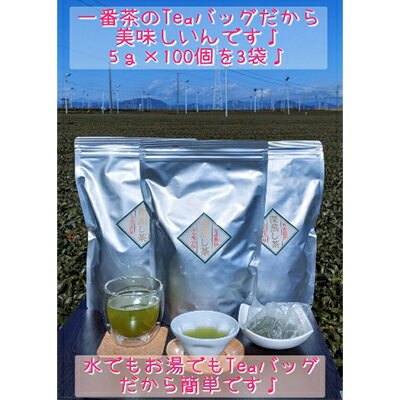 生産者直送♪ 深蒸し一番茶ティーバッグ100個入×3袋 [お茶・飲み比べ・セット・地産100%・深蒸し・一番茶・カテキン・血圧・血糖値・コレステロール値・がん予防]