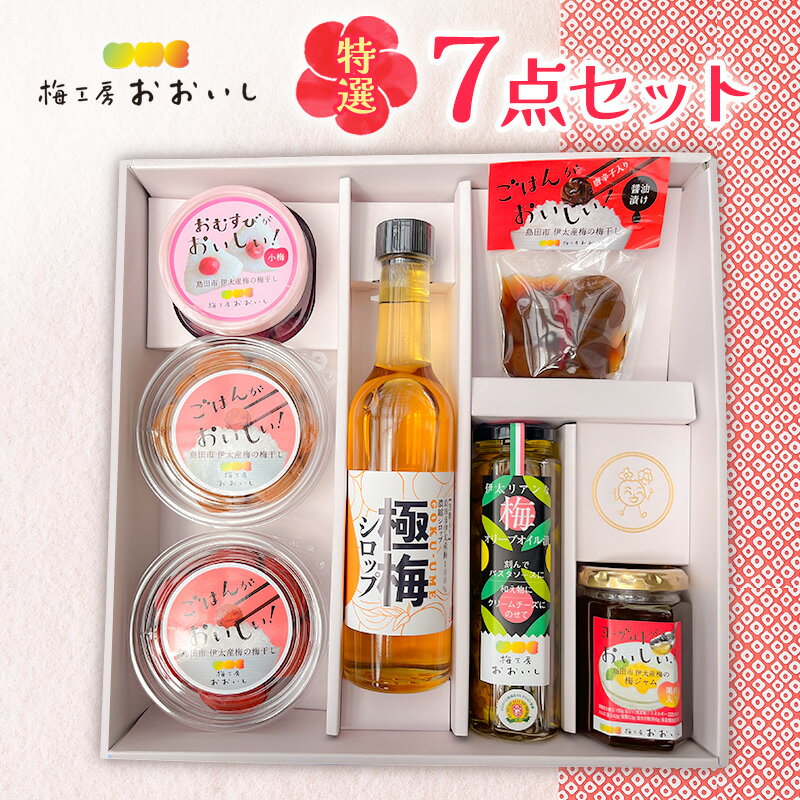 【ふるさと納税】★梅干し★7点セット 贈り物 ギフト 人気 厳選 島田市 梅ジャム 小梅 梅シロップ 白干し しそ漬け オリーブオイル漬け 醤油漬け