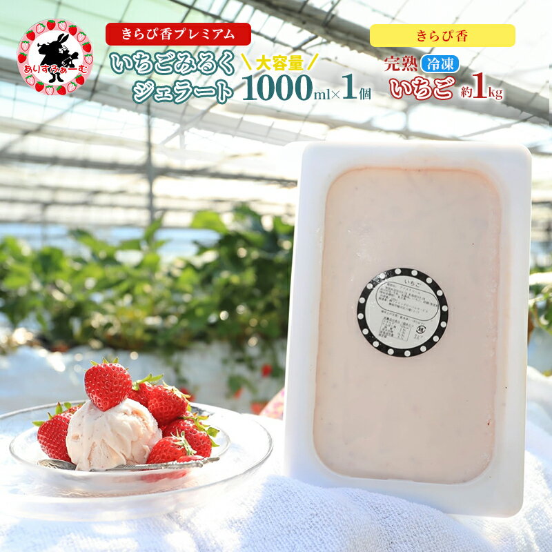 いちご 冷凍 ジェラート セット 静岡 ありすふぁーむ 大容量!ジェラート職人監修 いちごみるくジェラート[冷凍いちご1キロ付き!]苺 イチゴ [島田市]