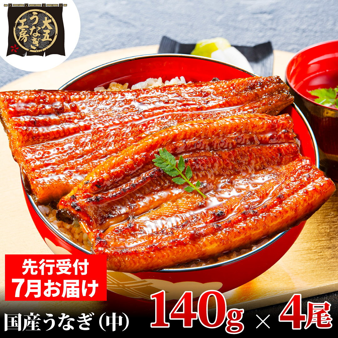 鰻 先行受付 7月上旬配送 140g×4尾 560g うなぎ蒲焼 蒲焼き 土用丑の日 真空パック 秘伝のタレ 関東風 大五通商 静岡県島田市 お届け：2025年7月1日～2025年7月10日