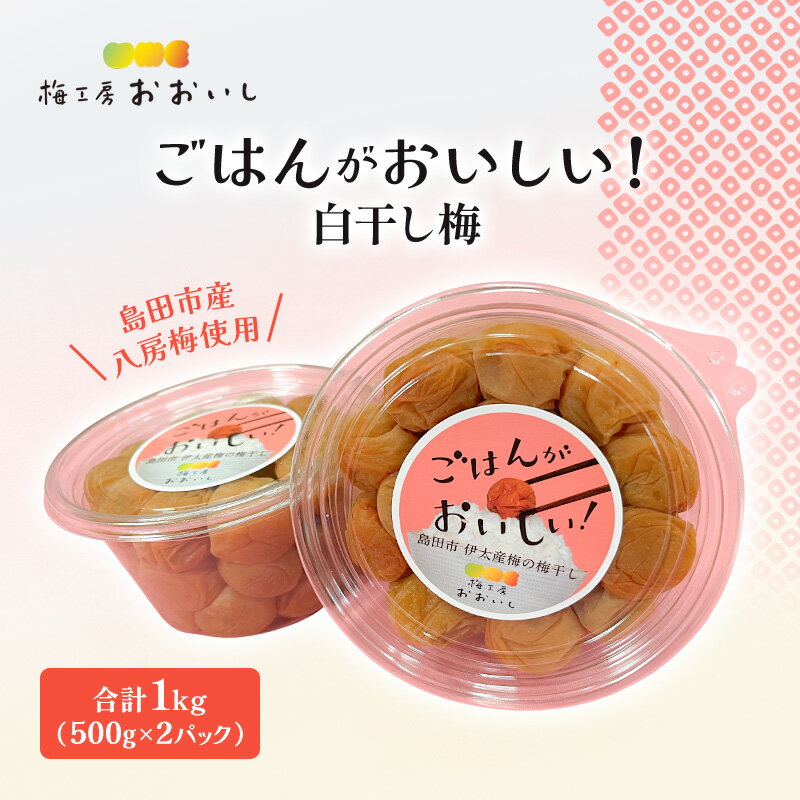 八房梅使用 ごはんがおいしい!白干し梅 合計1kg(500g×2パック) 梅干し うめぼし 白干し 塩漬け おにぎり 弁当 島田市 静岡県