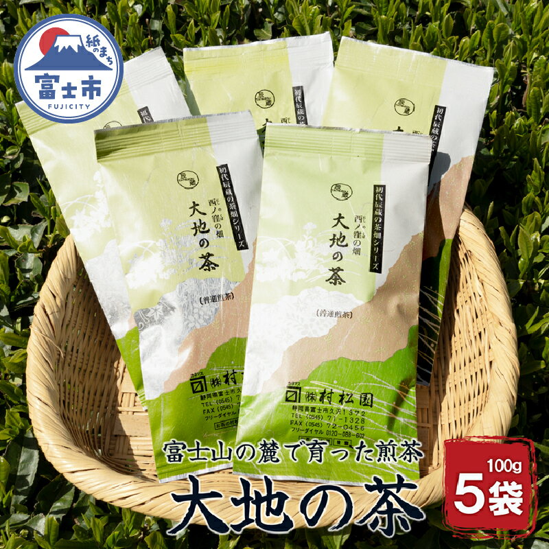 お茶 「大地の茶」500g (100g×5袋) お茶の葉 日本茶 緑茶 茶葉 セット 富士山麓 コク中蒸し製法 こだわり 美味しい 銘茶 煎茶 ギフト プレゼント 飲み物 富士のやぶ北茶 静岡茶 お茶葉 老舗 大正5年創業 村松園 富士市 [sf002-135]