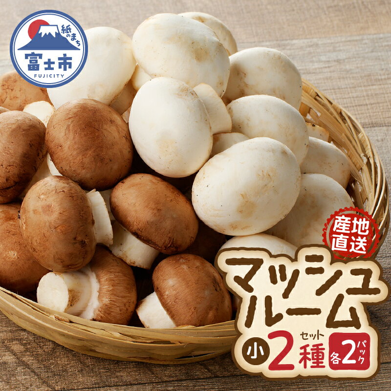 【ふるさと納税】 マッシュルーム 産地直送 長谷川農産 小×4パック セット 新鮮 2種 ホワイト ブラウン 最新栽培技術 無農薬 無漂白 生でも食べられる ビ...