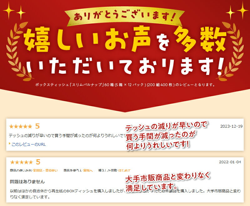 【ふるさと納税】ボックスティッシュ 「スリムパルナップ」 60箱 (5箱 × 12パック) (200組 400枚) パルプ100％ 富士山天然水使用 安心 国産 やわらか 大容量 防災 備蓄 生活用品 イデシギョー 富士市 日用品 (a1086)