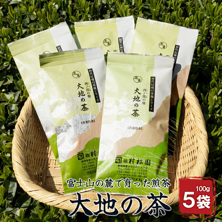 静岡茶 【ふるさと納税】 「大地の茶」500g (100g×5袋) お茶 お茶の葉 日本茶 緑茶 茶葉 セット 富士山麓 コク中蒸し製法 こだわり 美味しい 銘茶 煎茶 ギフト プレゼント 飲み物 富士のやぶ北茶 静岡茶 お茶葉 老舗 大正5年創業 村松園 富士市 (1680)