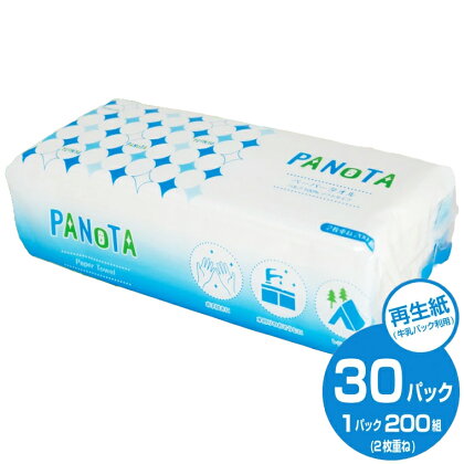 ペーパータオル PANOTA ソフトタイプ 30個 (1パック 200組 (400枚)) 柔らか 丈夫 高い吸水性 国産 富士山 雪解け水 ハンドタオル 再生紙 牛乳パック リサイクル SDGs 日用品 生活用品 生活雑貨 田子浦パルプ 静岡県 富士市 (a1871)