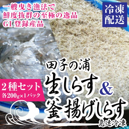 a1555一艘曳き漁法「田子の浦」漁港直送生しらす獲れたて急速冷凍200g＆釜揚げしらす 200g 2種セット