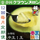【ふるさと納税】【毎月定期便】クラウンメロン(白等級)中玉1玉・12ヵ月毎月お届け全12回_ メロン クラウンメロン めろん 定期便 全12回 化粧箱 果物 く...