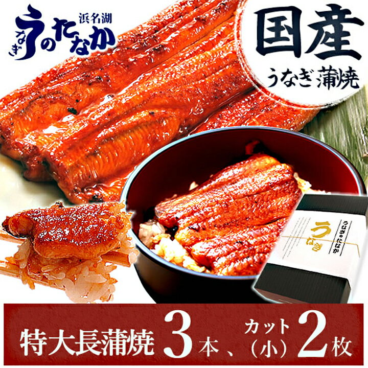 【ふるさと納税】浜名湖・うなぎのたなかのふっくら柔らか国産うなぎ!長蒲焼3本、カット(小)2枚※合計650g程度_ ウナギ 鰻 うなぎ かば焼き 蒲焼き 人気 美味しい 国産 浜名湖 産地直送 個包装 ギフト 贈答 専門店 【配送不可地域:離島】【1417595】