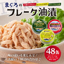 【ふるさと納税】 ツナ缶 缶詰 ツナ 3種 非常食 焼津 70g×48缶 赤缶・オリーブオイル・ガーリックツナ48缶 a35-010 画像1