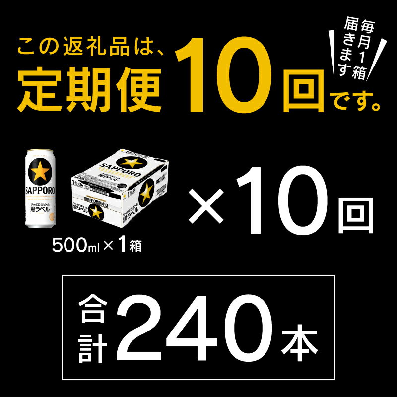 【ふるさと納税】 定期便 ビール サッポロ 黒ラベル 焼津 【定期便 10回】 サッポロビール 黒ラベル 500ml×24本(1箱) T0037-2010