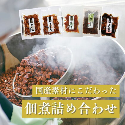 佃煮 まぐろ かつお ほたて ちりめん山椒 鰹こんぶ 5種 計570g 焼津 国産 詰合せ おかず おつまみ a10-365