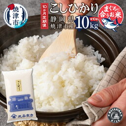 【ふるさと納税】 令和5年産新米 定期便 10回 白米 こしひかり 5kg×2袋 焼津 精米 マグロ ネギトロ に合う 10ヶ月連続お届け b15-028