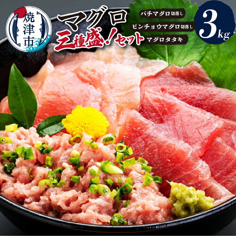 マグロ 切り落とし まぐろたたき 真空パック 小分け 約3kg 冷凍 海鮮丼 刺身 寿司に! まぐろ三種盛 バチ ビンチョウ タタキ セットB 魚 焼津