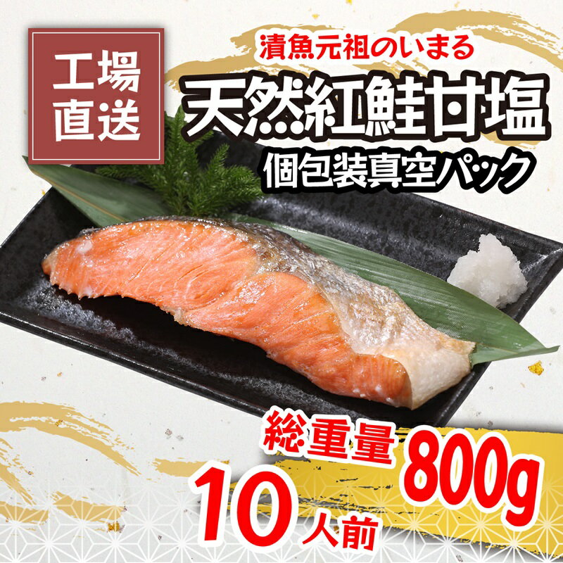 【ふるさと納税】 鮭 紅鮭 切り身 魚 冷凍 焼津 甘塩 天然 80g×10切 個包装 真空パック 漬魚 a10-897 2