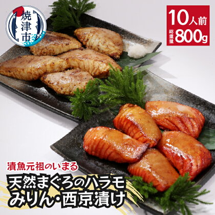 まぐろ ハラモ 魚 西京漬け みりん漬 天然 ウロコマグロ 冷凍 焼津 80g×計10切 切り身 個包装 真空パック 漬魚 a10-899