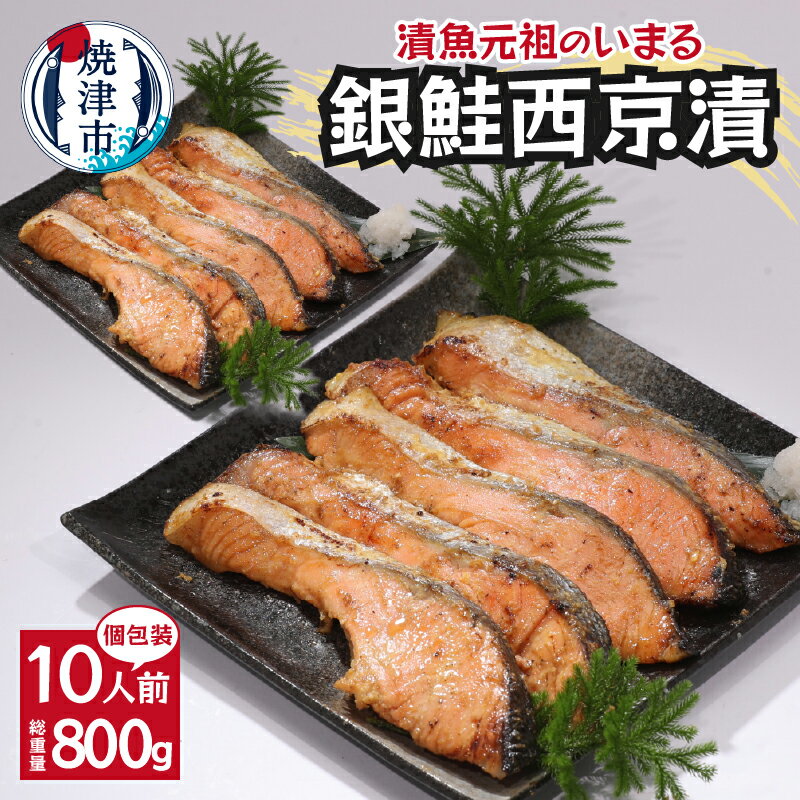 16位! 口コミ数「0件」評価「0」 鮭 銀鮭 西京漬 切り身 魚 冷凍 焼津 甘塩 80g×10パック 個包装 真空パック 漬魚 a12-186