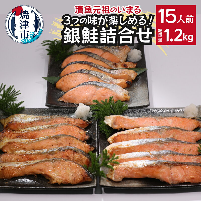 【ふるさと納税】 鮭 銀鮭 西京漬 粕漬 切り身 セット 甘塩 魚 冷凍 焼津 計15パック 詰め合わせ 個包装 真空パック 漬魚 a15-589