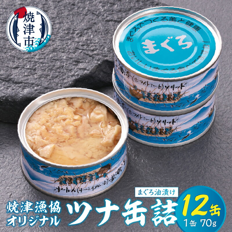 缶詰(水産物加工品)人気ランク10位　口コミ数「31件」評価「4.42」「【ふるさと納税】 缶詰 ツナ缶 漁協 オリジナルツナ缶詰 （まぐろ油漬け） 12缶入 魚 焼津 a12-163」