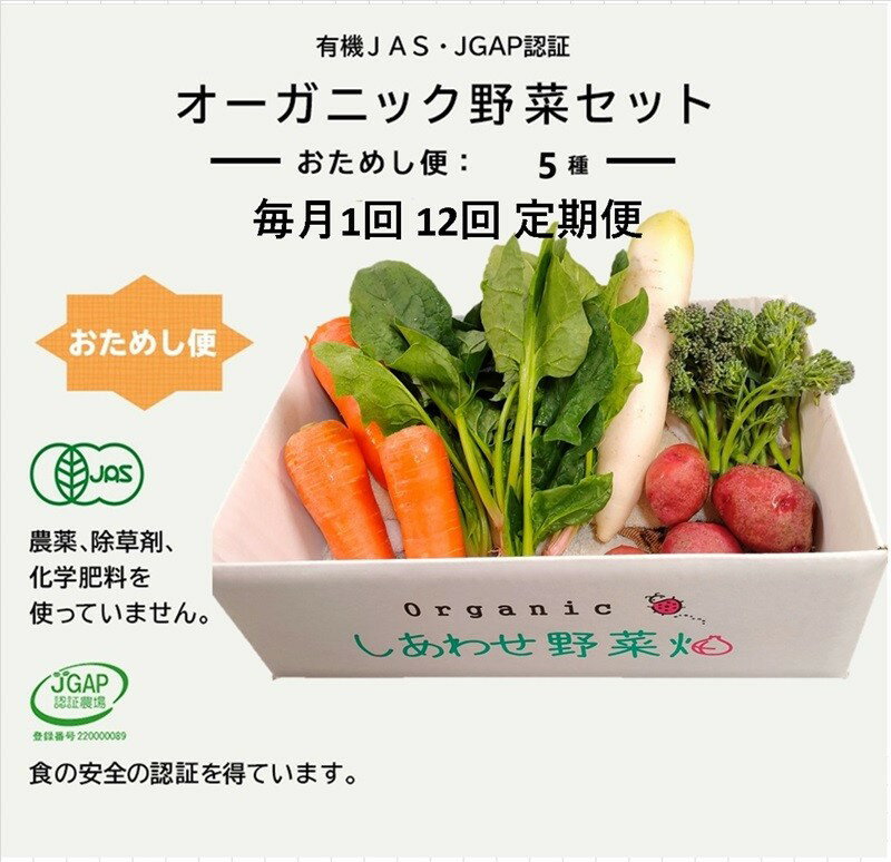 オーガニック 野菜 定期便 「 おためしセット 」 毎月1回 計12回お届け [ 有機野菜 野菜セット 有機JAS認証 取得 JGAP認証 SDGs しあわせ野菜畑 ]