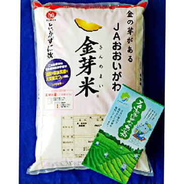 【ふるさと納税】静岡県産　JAおおいがわ「金芽米5kg（無洗米）」・「JAおおいがわのお茶80g」セット　【米/きぬむすめ・お茶・緑茶】