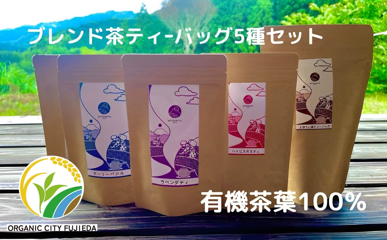 お茶 ティー バッグ 5種 詰合せ ブレンド 国産 有機 茶葉 日本茶 紅茶 パック 詰め合わせ ほうじ茶 バジル ハイビスカス ジャスミン ラベンダー セット まとめ買い 飲み比べ カテキン 健康 ハーブ 静岡県 藤枝市