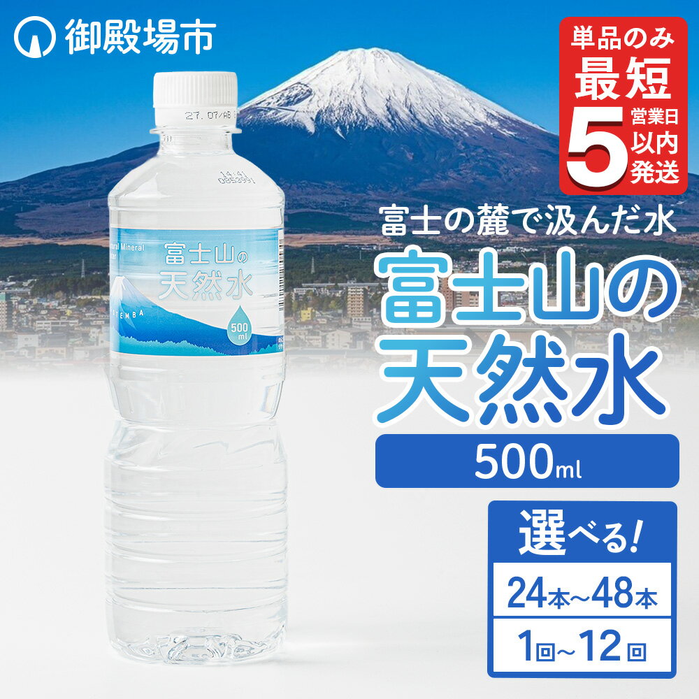 【ふるさと納税】【選べる数量・配送回数】《最短5営業日以内発送》富士山の天然水 500ml 24本・48本 単品・2ヵ月～12ヵ月定期便 ◇ ｜ ※年内配送可 （12月25日決済完了分まで）年内発送 水 お水 飲料水 ミネラルウォーター 防災 キャンプ アウトドア 備蓄