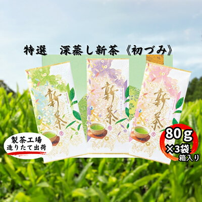 特選　深蒸し新茶《初づみ》　平箱ギフト（80g×3袋）　【お茶・緑茶】　お届け：2024年5月初旬～2025年4月下旬