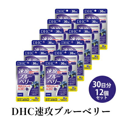 【ふるさと納税】DHC速攻ブルーベリー 30日分12個セット　【 サプリメント 健康食品 速攻ブルーベリー 吸収されやすい処方 北欧野生種ビルベリー ビルベリーエキス末 アントシアニン クロセチン ルテイン アサイー パソコン スマホ 運転 】