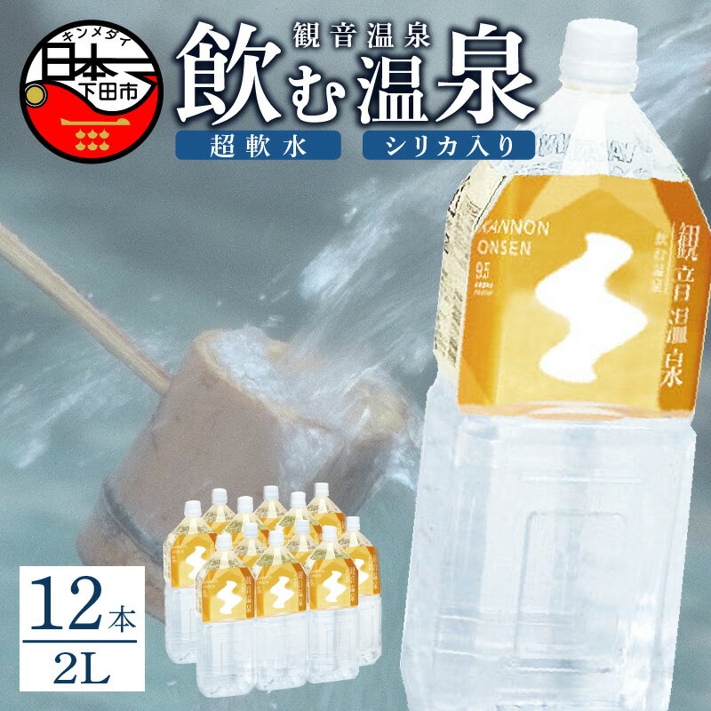 【ふるさと納税】 温泉水 飲む温泉水 水 2L 6本 2ケース 12本 超軟水 美容 健康 料理 シリカ ミネラル 飲料 保存水 ペットボトル モンドセレクション最高金賞 静岡 伊豆 下田市 観音温泉 送料無料･･･