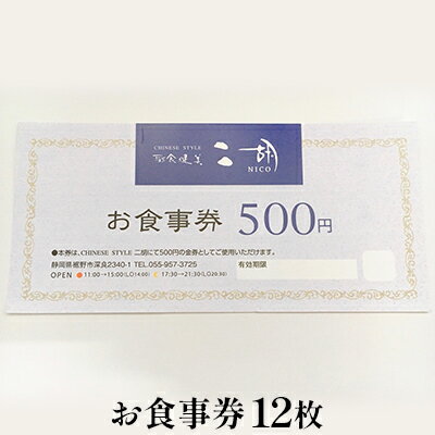 彩食健美 ニ胡 お食事券 12枚　【お食事券 チケット 中華料理 夕飯 家族 友人 ご飯 】