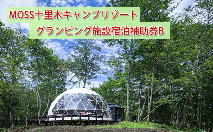 【ふるさと納税】温泉付きグランピングMOSS十里木リゾート 宿泊補助券B　【チケット 富士山 一泊二日 2食付き キャンプ リゾート 溶岩 苔郡 鑑賞 森林サイト リラクゼーション 貸切風呂】