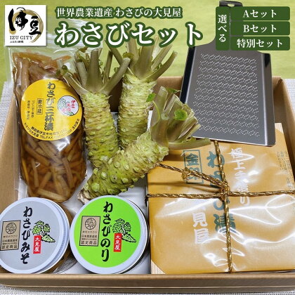 わさびセット (プラスチックおろし板+レシピ付) / 伊豆 特産品 特産 わさび ワサビ 生 生わさび 生ワサビ 本わさび 本ワサビ 薬味 おろし金 セット 詰め合わせ 加工品 贈り物 ギフト お取り寄せ 国産 国内 静岡 静岡県 伊豆市 大見屋