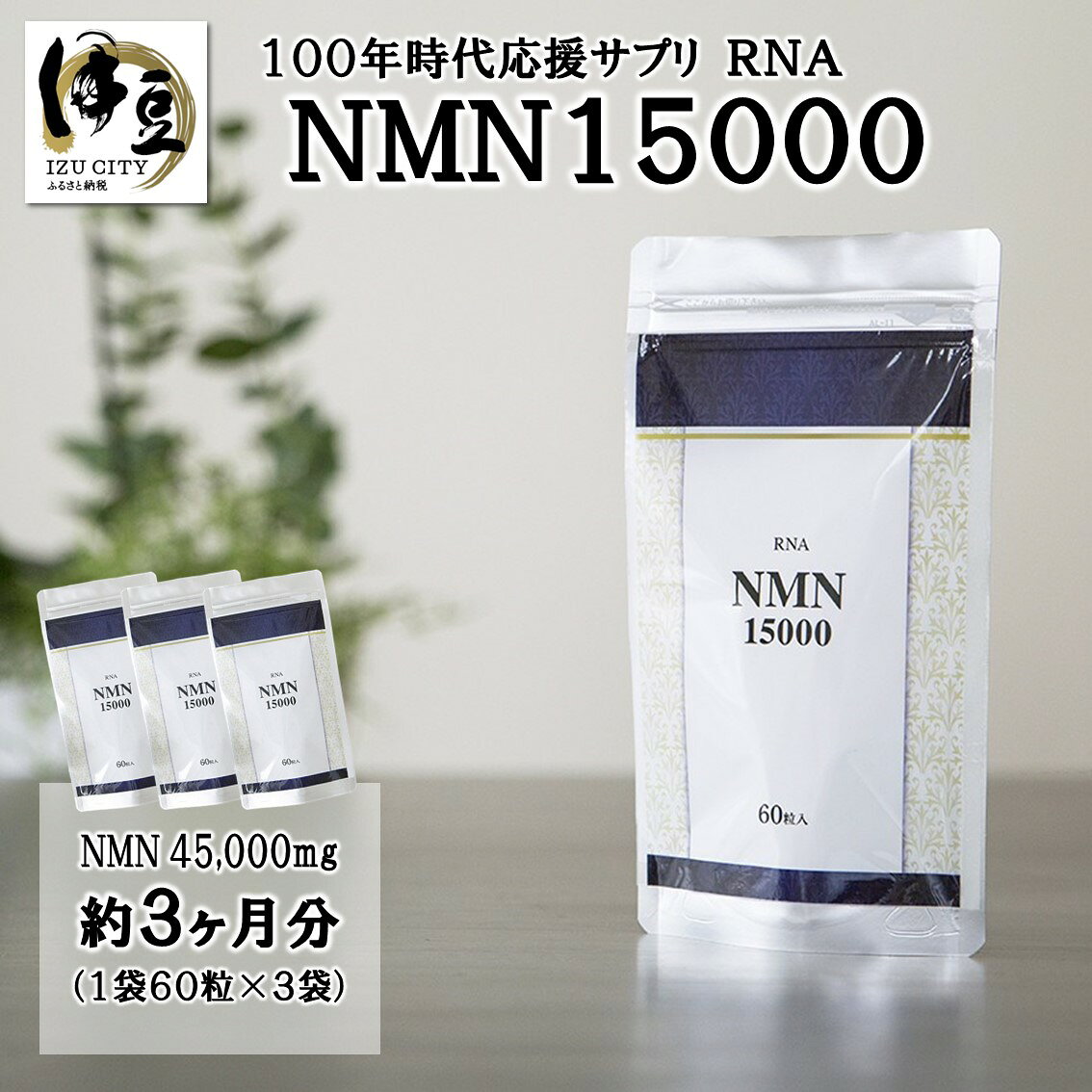 RNA NMN15000 約3ヶ月分 (60粒入×3袋)[D-035] nmn サプリ サプリメント 国内製造 高純度 耐酸性 カプセル タブレット 健康 国内 静岡県 伊豆市 静岡 伊豆 izu